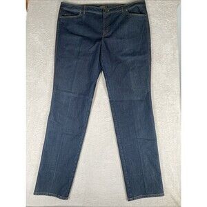 Lafayette 148 Jeans Women's 16 High Rise Straight Leg Blue Denim Dark Wash STret